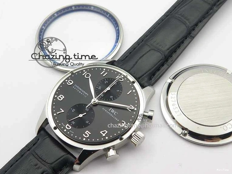 MIROTIME 0517 Reliable Portuguese IW371447 ZF 1:1 Best Edition SS Black Dial On Black Leather Strap A79350 V 7274